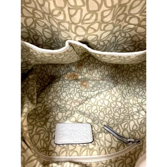 ROOMY Fossil IVORY CREAM EMBOSSED GENUINE LEATHER SHOULDER BAG TOTE HANDBAG - Picture 9 of 12